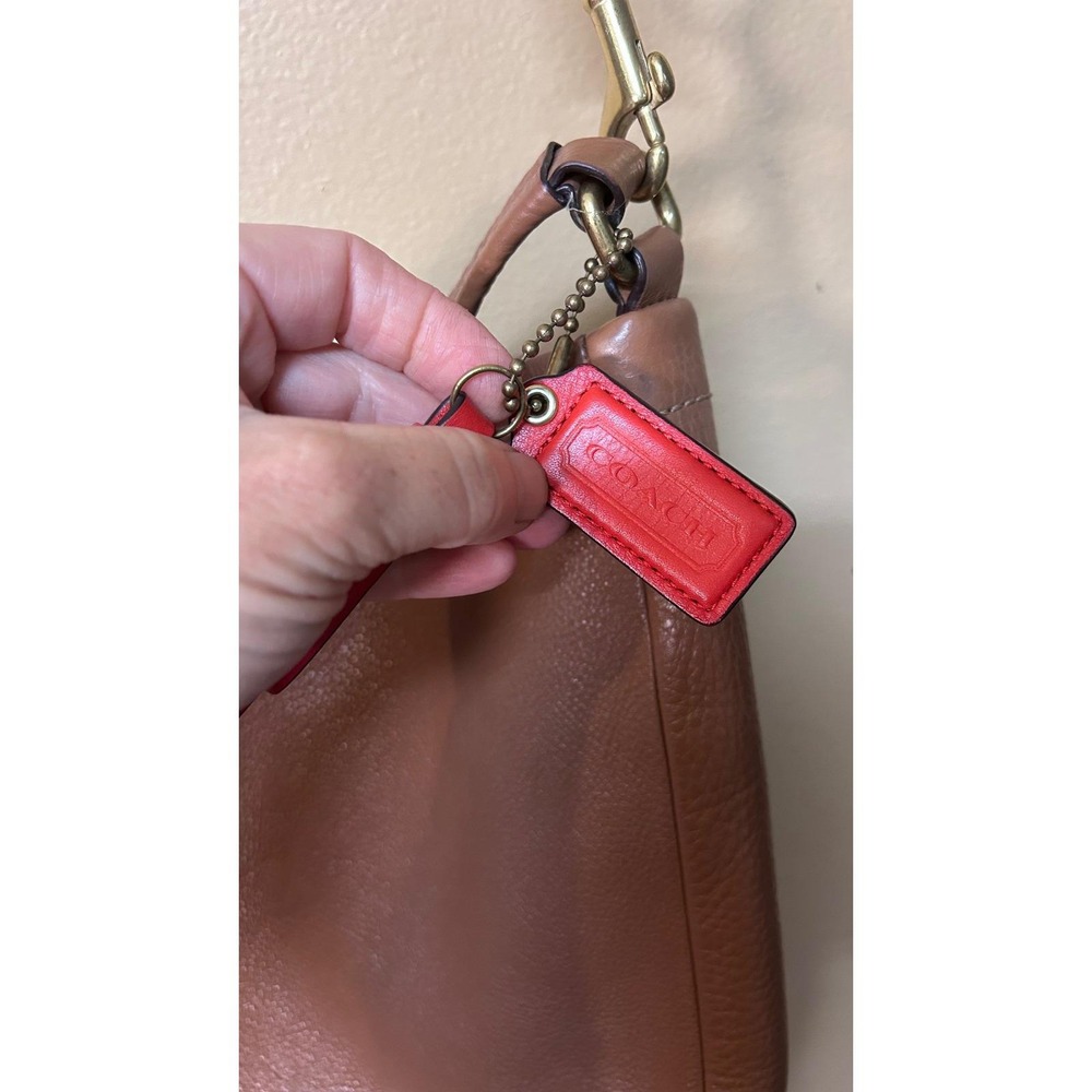 Vintage Coach Brown Pebbled Leather Convertible Hobo Crossbody Brass Hardware - Picture 4 of 13